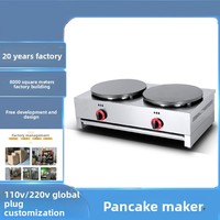 Crêpière et machine à crêpes électriques professionnelles en acier inoxydable à double tête avec revêtement antiadhésif – Nouveauté