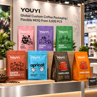 YOUYI Sachet de café imprimé en gravure, boîte, pochette à fond plat, logo personnalisé, fermeture éclair refermable, emballage avec verrouillage aromatique