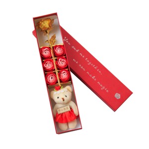 Caja de Regalo con Jabón de Rosa en Forma de Oso y Papel de Oro - Origen China, <span class=keywords><strong>Regalos</strong></span> para <span class=keywords><strong>Cumpleaños</strong></span> y Graduación - Product Image 5