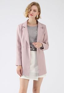 Oem personalizzato di alta moda con collo <span class=keywords><strong>a</strong></span> maniche lunghe <span class=keywords><strong>a</strong></span> <span class=keywords><strong>righe</strong></span> stampa <span class=keywords><strong>Blazer</strong></span> lungo <span class=keywords><strong>a</strong></span> bottone singolo per le donne - Product Image 2
