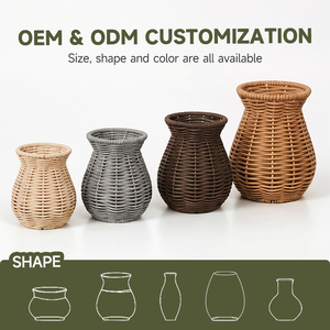<span class=keywords><strong>Vase</strong></span> en <span class=keywords><strong>rotin</strong></span> PP tressé floral, personnalisable en taille, forme et couleur, avec poignée, pour la décoration de la maison, design moderne, vente en gros - Product Image 3