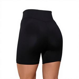 High Waisted Seamless Sports <b>Shorts</b> for Women Solid Color Elastic Waist Polyester <b>Gym</b> Workout Yoga Fitness Wear - Product Image 1