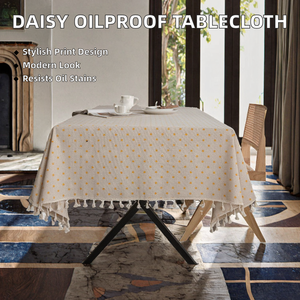 Mantel Rectangular de Mezcla de Algodón y Lino con Estampado de Margaritas, Personalizado, Resistente a las Manchas, para Mesa de Centro, Cubierta para Mesa de Hogar, OEM - Product Image 2
