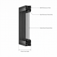Ventana de Aluminio con Apertura Exterior y Color Personalizado, 6060-T66, 1.8mm, PA66, Rotura Térmica, Vidrio Low-E, para Villas Modernas