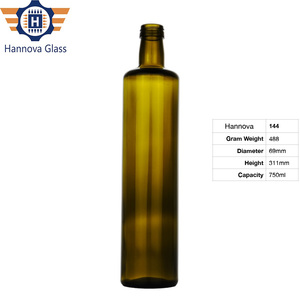 Rifornito di 25.36 once lungo collo sicuro vuoto rotondo 0,75 l aceto bottiglia da 750ml verde olio d'oliva bottiglia di vetro con tappo a spirale - Product Image 2