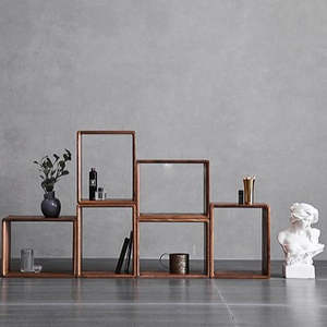 SINTERIOR SOLID ACACIA <b>WOOD</b> <b>STORAGE</b> BOX SET OF 6 STACKABLE MODULAR <b>CUBE</b> ORGANIZERS MODERN RUBIC DESIGN FOR HOME DECOR - Product Image 1