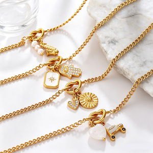 Gold Plated Charm Necklace Set With Heart And Animal Pendants Box <b>Chain</b> Unisex Jewelry For Everyday Wearing - Product Image 4