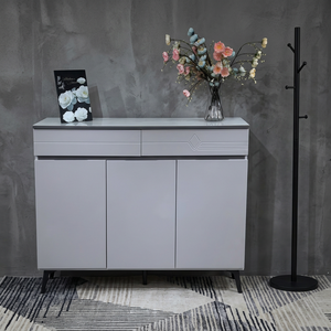 Meuble de rangement autoportant moderne en plastique gris avec design ventilateur pour salon et mobilier de maison - Product Image 2