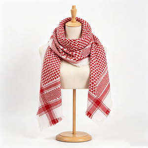 Premium 100% Cotton Arabic Shemagh Keffiyeh Scarf with Tassels Traditional Arabic Checkered <b>Square</b> Scarf - Product Image 2