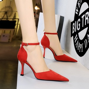 BIGTREE 8386-8 Zapatos de Tacón Alto y Fino para Mujer, Diseño de Punta Puntiaguda, Correa en el Tobillo, Parte Superior de PU, Cierre Deslizante, Ideales para Bodas de Verano - Product Image 3
