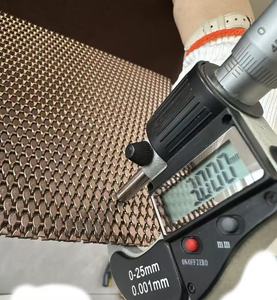 แผงตาข่ายโลหะสีทองแดงแบบทอ  แผ่นตกแต่งลายกริด  ผิวมีลวดลาย - Product Image 4