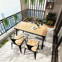 Ensemble de table et de chaises en bois d'extérieur de style design chinois pour les repas dans la cour pour les loisirs du parc Tea Time in Villas