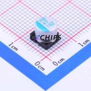 Condensateur solide SMD OVZ470M1CTR-0606, D6.3xL5.9mm (Capacité : 47uF) (Précision : 20%) Tension nominale : 16V - Product Image 1