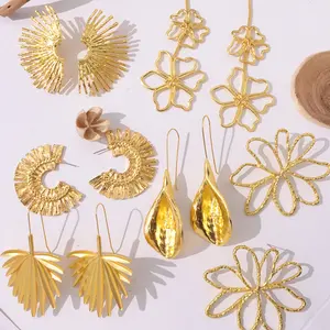 100 Style Hot ZA Fashion Gold Fine Jewelry Earrings for Women Personality Flower Geometric Party Dangle Earrings Wholesale