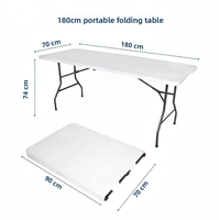 Table pliante rectangulaire en plastique HDPE robuste de 6 pieds, blanche, pour pique-nique, événements extérieurs, traiteur et banquets