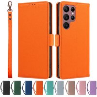 Étui portefeuille en cuir PU avec porte-cartes, dragonne et support pour Samsung S23 Ultra/S23 Plus/S23 FE/S22 Ultra/S23
