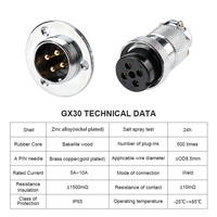 Envío en 7 días Conector de aviación GX30-Montaje de brida circular Enchufe macho de 2 3 4 pines con rosca de 25mm y enchufe de orientación estándar