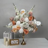 DKB Prix Bas Vente en Gros Boule de Fleurs Artificielle Orange Eucalyptus 70cm pour Centres de Table de Mariage