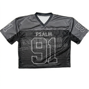 Maillot de football en mesh Psalme 91, col en V, manches courtes, respirant, unisexe adulte, coupe classique, numéros d'équipe imprimés - Product Image 1