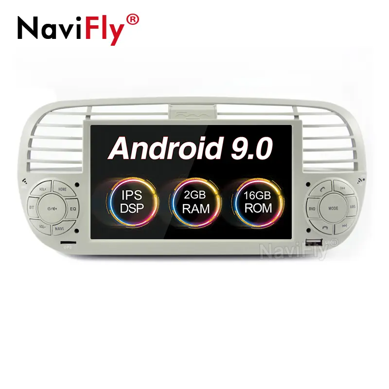 NaviFly 188L Android 9.0 2+16GB Car dvd player for Fiat 500 2011 2012 With Car GPS navigation IPS screen DSP WIFI OBD DVR