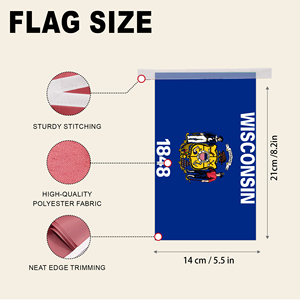 Banderas Personalizadas de Wisconsin, EE. UU., al por Mayor, Pancarta Impermeable con el Lema 'Badger State Forward 1848' para Eventos Deportivos - Product Image 2