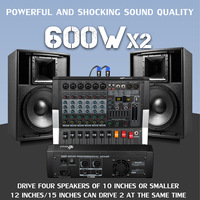 Meilleures ventes transfrontalières, série KG, mixeur professionnel 4/6 canaux avec amplificateur intégré 600W, entrées/sorties XLR, AC 100-240V