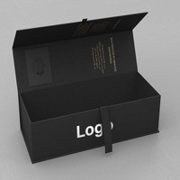 Maßgefertigte Schwarze Luxus-Geschenkbox für Einzelne Weinflasche Faltbares Design mit Prägung Matt-Laminierung für Champagner oder Rotwein