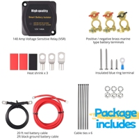 Kit d'isolation de batterie double, relais sensible à la tension VSR 12V 140A avec câble d'alimentation 6 AWG, gestionnaire intelligent de charge partagée pour batterie
