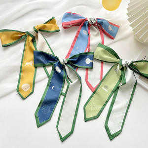 Foulards personnalisés en sergé long à bord vert étroit avec imprimé d'animal de soleil de lune Conception de crevettes de <span class=keywords><strong>crabe</strong></span> fourre-tout Foulards maigres pour poignée de sac - Product Image 2