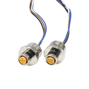 Conector Hembra M12-A-5p Automotriz Impermeable IP67 de Latón Niquelado, Receptáculo de 60V 4A para Montaje en Panel - Product Image 1