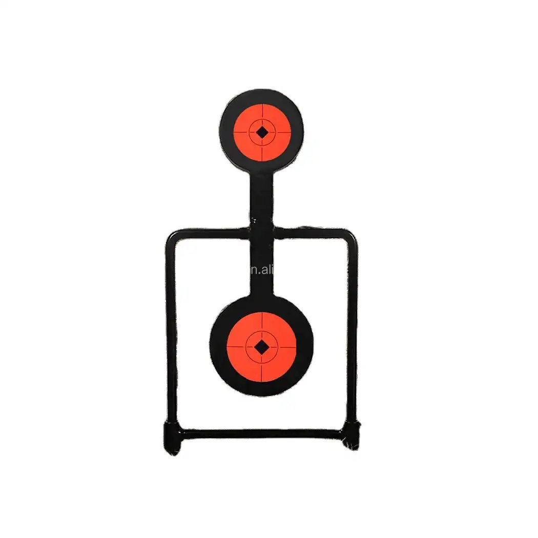 Vendita calda caccia doppio Spinner obiettivi di tiro-ripristino automatico bersaglio in acciaio per pistole a fuoco centrale fino a. 44 Magnum