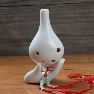 Ocarina de 6 orificios con esmalte craquelado, flauta de cerámica hecha a mano, instrumento musical para estudiantes, venta al por mayor - Product Image 3