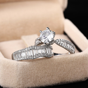Anillo de pareja brillante de lujo para mujer, elegante regalo de San Valentín para boda, joyería de moda - Product Image 6