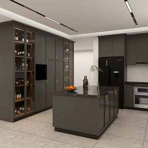 Gabinetes de Cocina Modernos de Madera Contrachapada Negra con Tablero de Melamina Estilo Shaker - Product Image 1