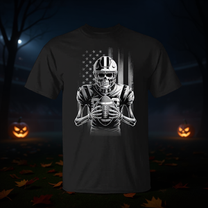 T-shirt d'Halloween avec drapeau américain et squelette de football américain pour garçons - Product Image 3