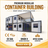 Casa Contenedor Expandible de Dos Pisos, Certificada por la CE, Moderna, de 3 Unidades Combinadas, de 20 Pies, con Doble Ala y Gran Balcón, Prefabricada