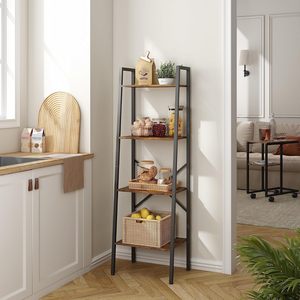 Étagère industrielle à 4 niveaux en forme d'échelle, étagère étroite en forme d'échelle, bibliothèque <span class=keywords><strong>haute</strong></span> autoportante, étagère ouverte mince en forme d'échelle, pour salon - Product Image 5