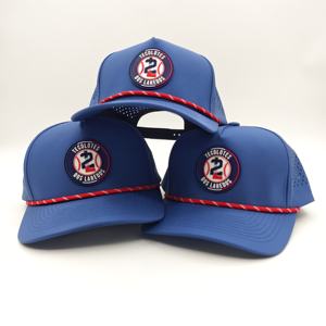 Casquette de sport snapback personnalisée haute qualité 5 panneaux en polyester, motif léopard, dobby, argyle, patch découpé au laser, perforations, imperméable, performance - Product Image 6