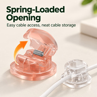 Organiseurs de câbles rotatifs avec clips à ressort et base adhésive pour le rangement des câbles de charge sur les bureaux et les tables de chevet dans les bureaux à domicile