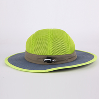Chapeau Bob de Soleil Performance Extérieur à 5 Panneaux en Maille Respirante à Séchage Rapide en Nylon avec Blocs de Couleurs, Bord Large Réglable et Logo Personnalisé