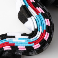 Style européen américain femmes Cosplay Anime rouge et blanc larges rayures chaussette femme mode longues genou-haut rayé coton chaussettes