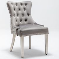 Heurtoir de lion en velours personnalisé, chaises de salle à manger avant tuftées à dos matelassé, chaise de salle à manger à pied en chrome français