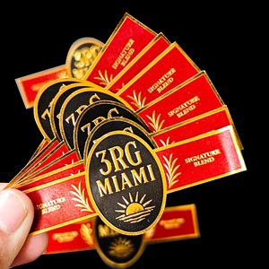 Etiqueta Adhesiva de Vinilo con Logotipo Personalizado, Estampado en Relieve con Lámina Dorada de Lujo para Cigarros y Vino, Impresión en Caliente - Product Image 3