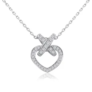 Romantic moissanite jewelry platinum pt950 necklace heart design with DEF round cut moissanite pendant for women