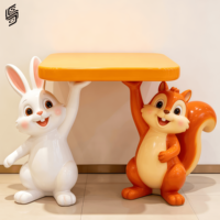 Statue de table en fibre de verre personnalisée en forme d'animal de dessin animé pour la décoration moderne de la maison et des restaurants