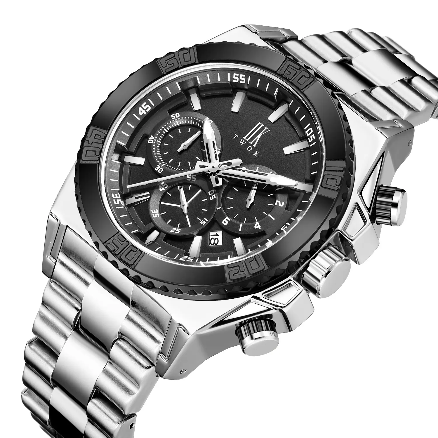 Водонепроницаемые мужские спортивные часы IIK TWOK 2007, крупная покупка, 3Atm, показывают дату и показывают большие наручные роскошные часы с хронографом