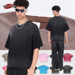 Camiseta Oversize de Verano para Hombre, Estilo Vintage, Lavado a la Piedra, Corte Holgado, Efecto Desgastado con Bordes Desgastados - Product Image 3