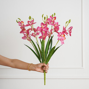 Orchidées Cymbidium artificielles en PVC souple, effet 3D, décoration de mariage - Product Image 2