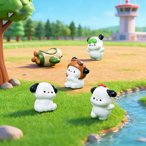 Figurines de chiens miniatures en résine Kawaii, ornements mignons de chiots de dessin animé pour micro-paysages, jardins féériques, décoration de bureau et de maison DIY - Product Image 2