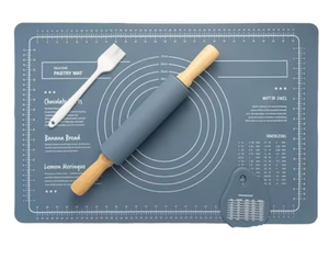 Nouveau mini rouleau à pâtisserie en silicone avec manche en bois, surface antiadhésive pour les raviolis et les nouilles, pour les enfants, dans un sac OPP - Product Image 1